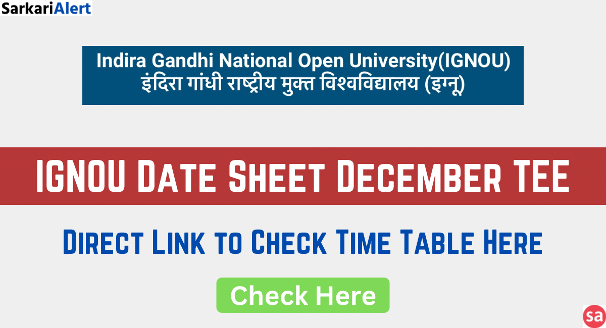 IGNOU Date Sheet December TEE 2024